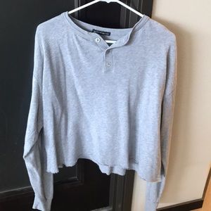 ✨Brandy Melville Cropped Henley Long Sleeve✨